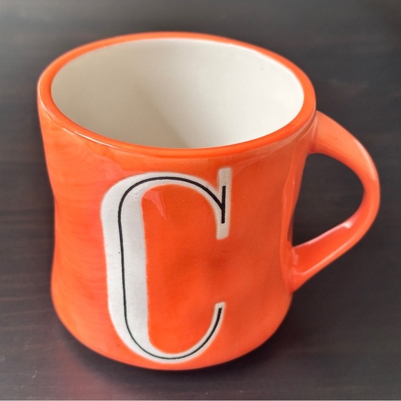 Anthropologie COLORWAY MONOGRAM "C" 14oz Mug Cup Orange White Alphabet Letter - Picture 1 of 5
